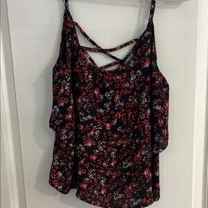 Charlotte Russe Black and Red Asymmetrical Camisole